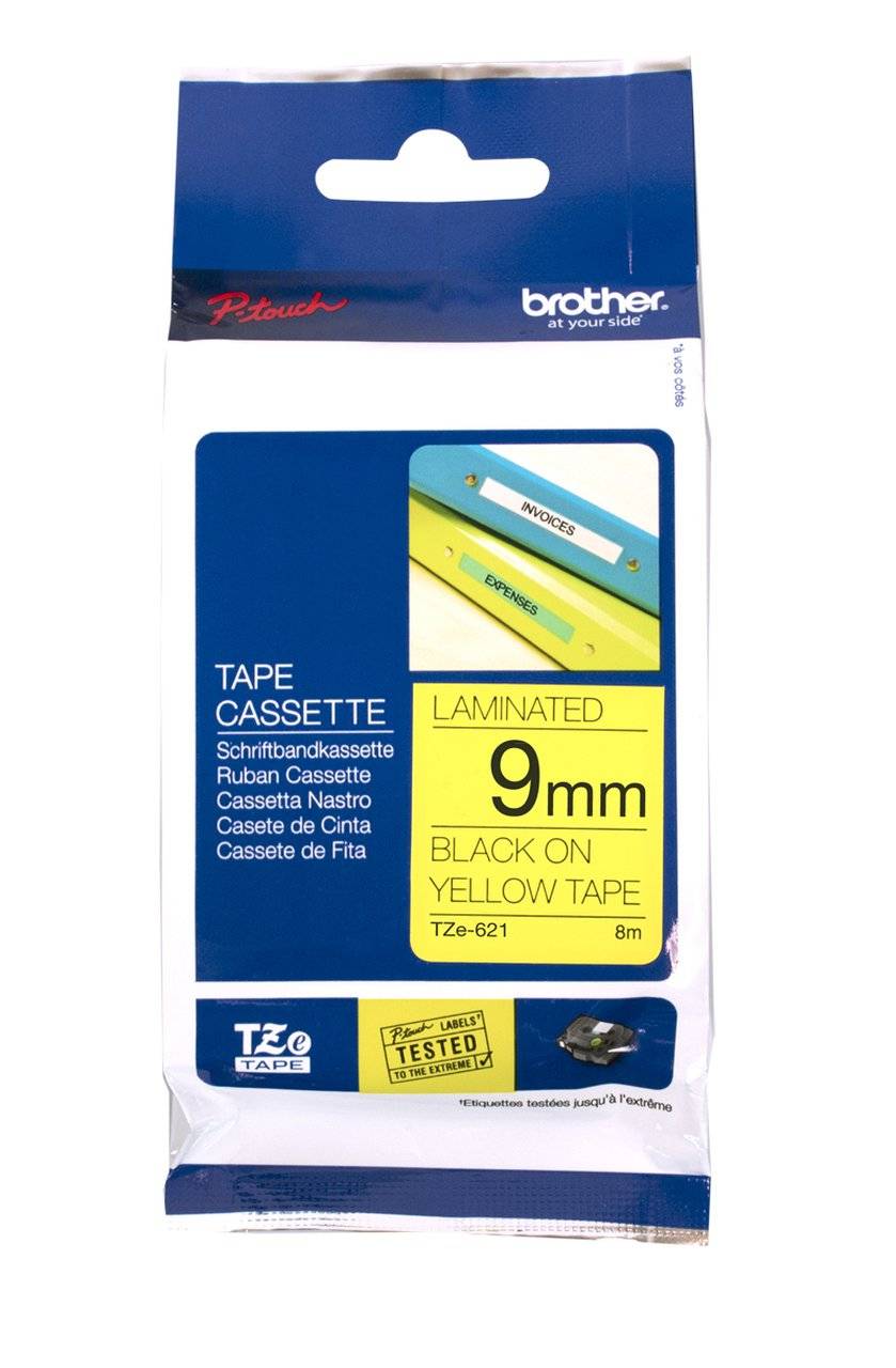 Brother Tape TZE621 9mm (Black on Yellow)